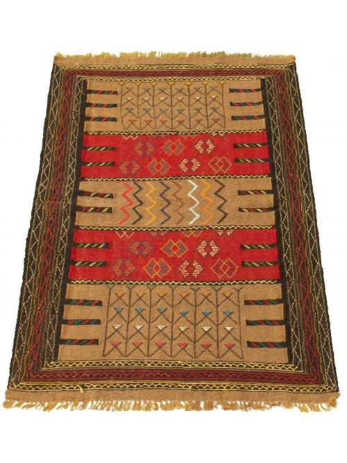 Turkish Ottoman Natura 3'7" x 5'8" Flat-Weave Wool Kilim 