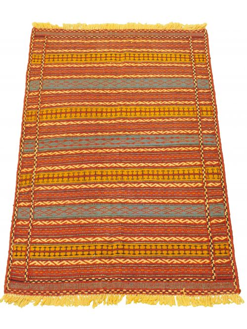 Turkish Ottoman Natura 3'2" x 4'11" Flat-Weave Wool Kilim 