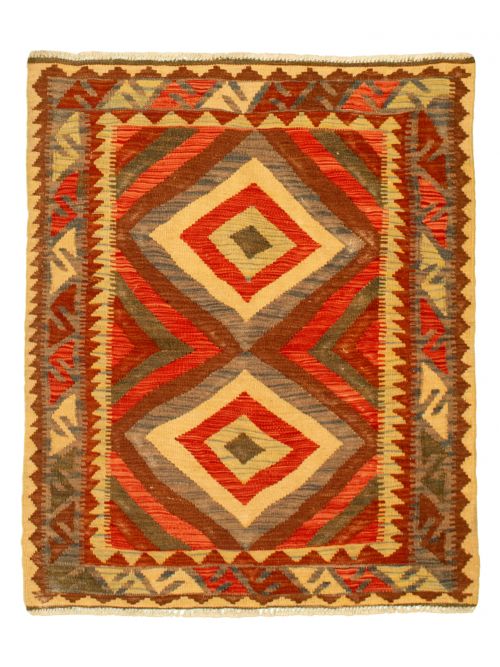 Turkish Kashkoli FW 3'2" x 3'10" Flat-Weave Wool Kilim 