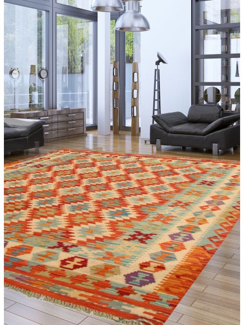 Turkish Sivas 5'1" x 6'6" Flat-Weave Wool Kilim 