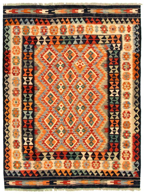 Turkish Sivas 4'10" x 6'5" Flat-Weave Wool Kilim 