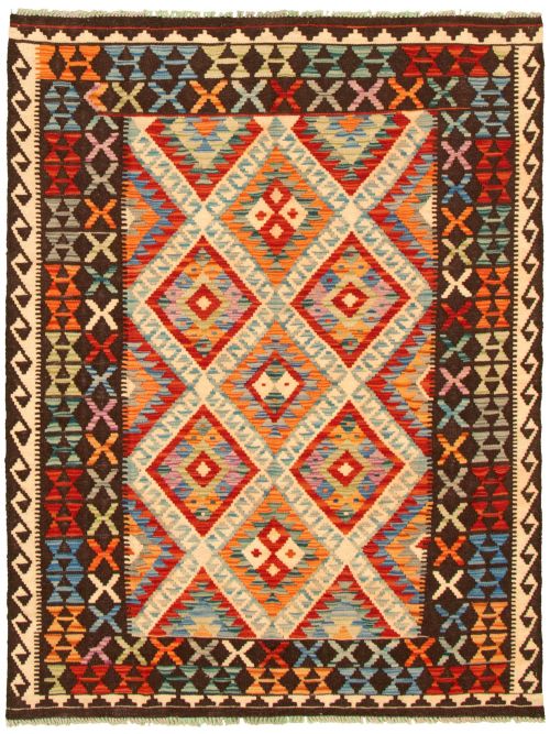 Turkish Sivas 4'10" x 6'4" Flat-Weave Wool Kilim 