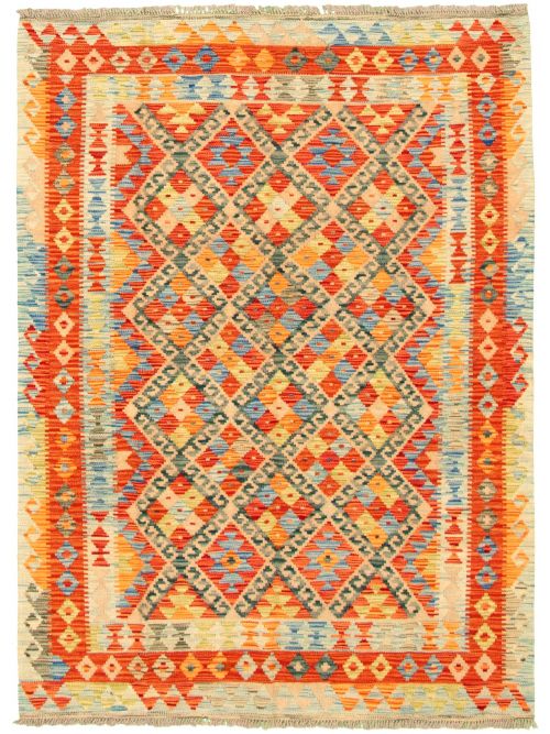 Turkish Sivas 4'9" x 6'5" Flat-Weave Wool Kilim 