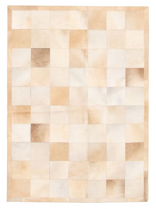 Argentina Cowhide Patchwork 4'11" x 6'10" Handmade Leather Rug 