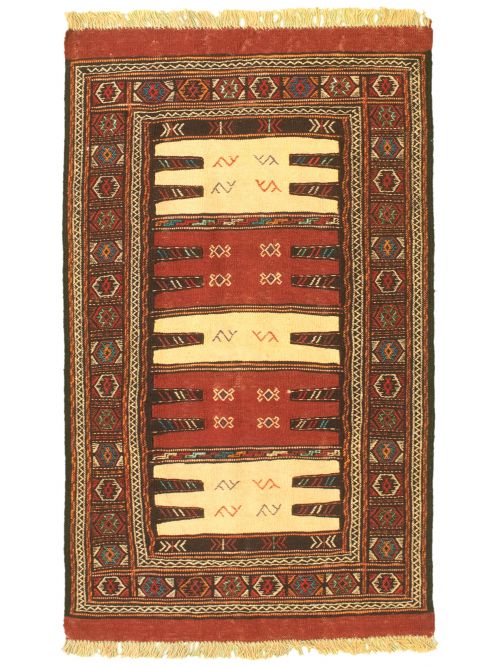 Turkish Ottoman Natura 3'3" x 5'7" Flat-Weave Wool Kilim 