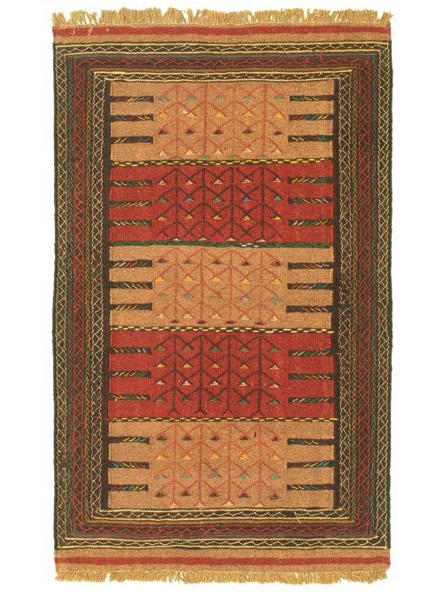 Turkish Ottoman Natura 3'7" x 5'9" Flat-Weave Wool Kilim 