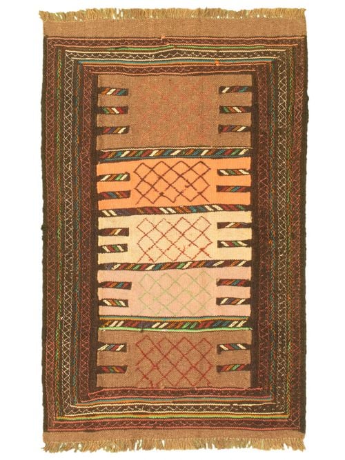 Turkish Ottoman Natura 3'4" x 5'6" Flat-Weave Wool Kilim 