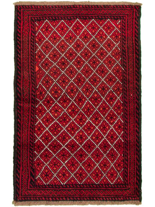 Afghan Akhche 3'5" x 5'3" Hand-knotted Wool Red Rug