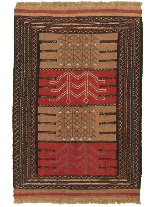 Turkish Ottoman Natura 3'11" x 5'11" Flat-Weave Wool Kilim 
