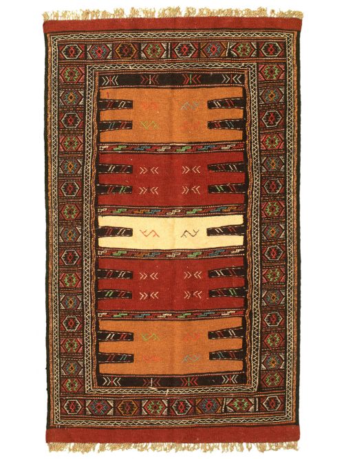 Turkish Ottoman Natura 3'3" x 5'6" Flat-Weave Wool Kilim 