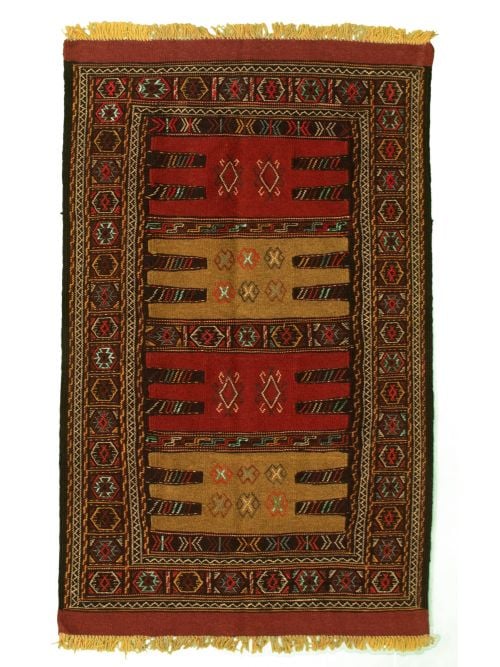 Turkish Ottoman Natura 3'5" x 5'10" Flat-Weave Wool Kilim 