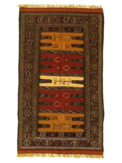 Turkish Ottoman Natura 3'2" x 5'9" Flat-Weave Wool Kilim 