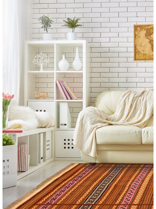 Turkish Ottoman Kashkoli Flat-Weave Wool Tapestry Kilim, 99 x 155 cm