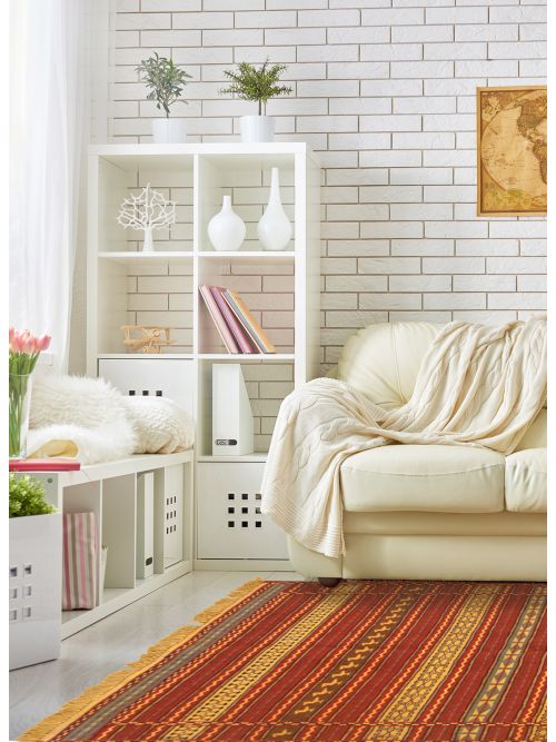 Turkish Ottoman Kashkoli Flat-Weave Wool Tapestry Kilim, 99 x 152 cm