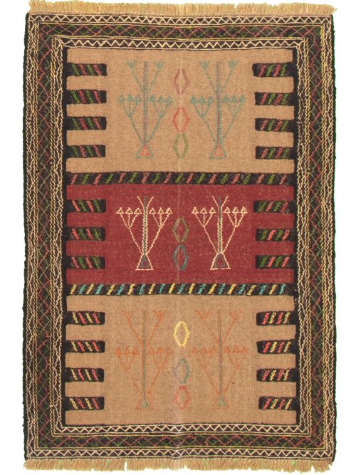 Turkish Ottoman Natura 3'10" x 5'7" Flat-Weave Wool Kilim 
