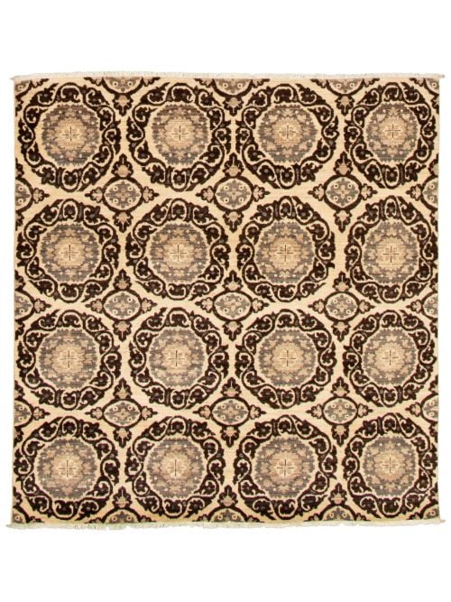 Pakistani Lahore Finest Collection 5'0" x 5'2" Hand-knotted Wool Rug 