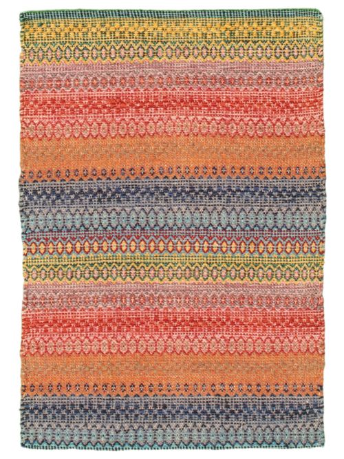Turkish Bold and Colorful 2'0" x 3'0" Flat-Weave Wool Kilim 