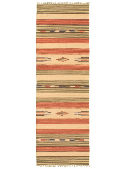 Turkish Bold and Colorful Flat-Weave Wool Kilim, 61 x 203 cm