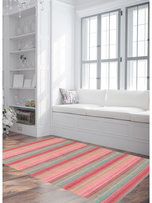 Kilim vif et coloré 5'0" x 7'4" en laine