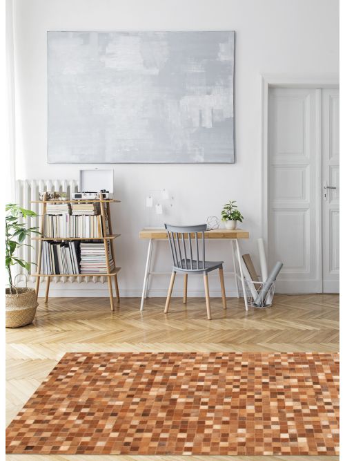 Tapis patchwork en peau de vache 3'9" x 5'9" en peau de vache