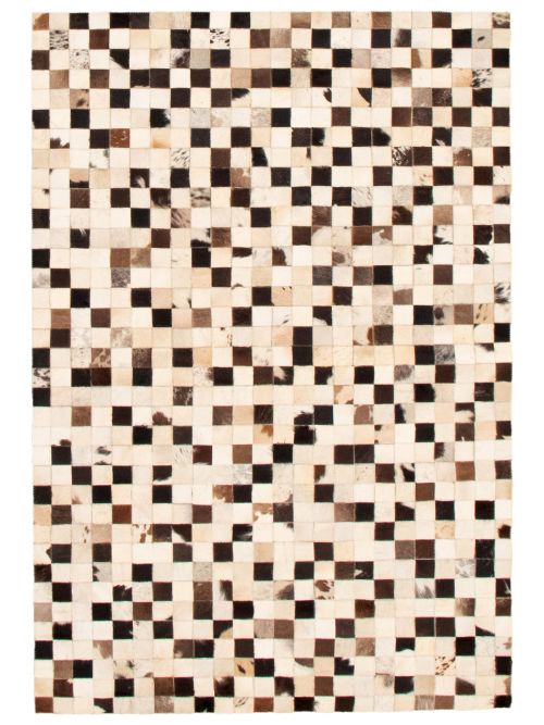 Argentina Cowhide Patchwork 4'0" x 5'10" Handmade Leather Rug 