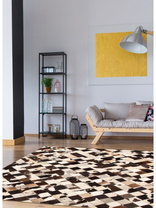 Argentina Cowhide Patchwork 5'11" x 7'11" Handmade Leather Rug 