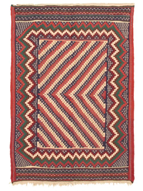 Turkish Kashkoli FW 5'4" x 7'9" Flat-Weave Wool Kilim 