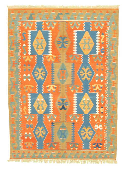 Turkish Kashkoli 5'11" x 8'0" Flat-weave Wool Copper Kilim