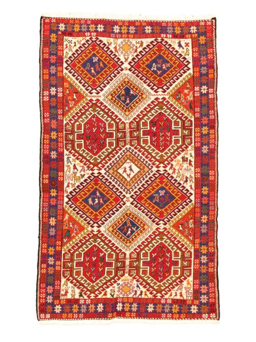 Turkish Yoruk 3'9" x 6'5" Flat-Weave Wool Tapestry Kilim 