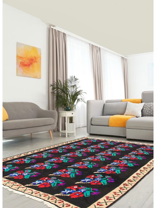 Turkish Konya 6'3" x 9'5" Flat-Weave Wool Kilim 