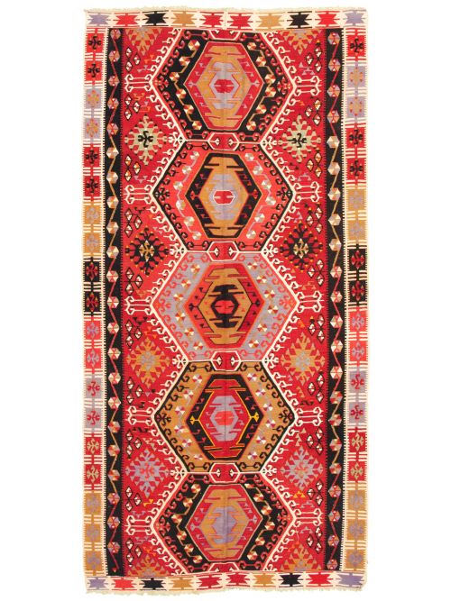 Turkish Kashkoli FW 5'7" x 11'6" Flat-Weave Wool Kilim 