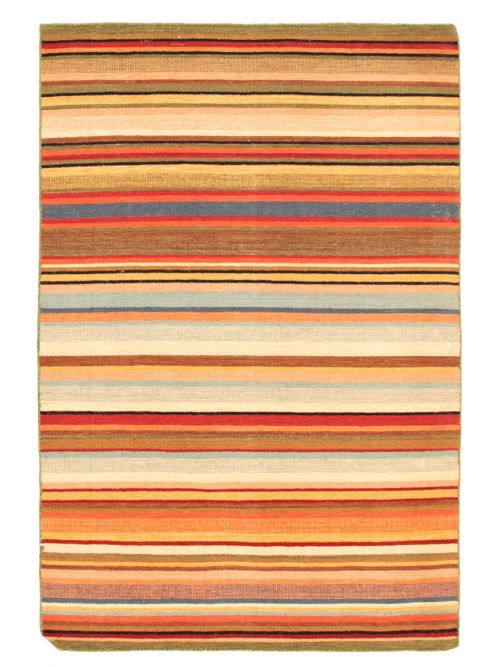 Indian Kalista 4'1" x 6'0" Flat-Weave Wool Kilim 