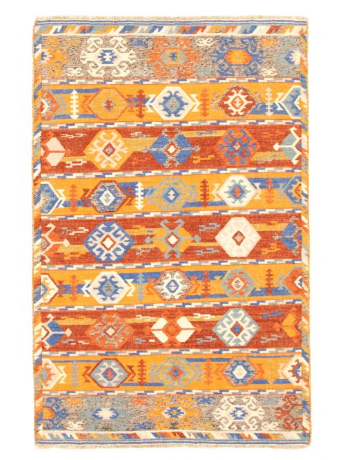 Indian Sedona 5'2" x 7'11" Flat-Weave Wool Kilim 