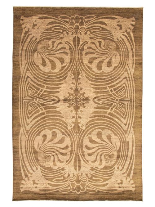 341494 18/20 Pak Finest Transitional Casual Brown Rug 9'10 x 13'7 Bedroom eCarpet Gallery Large Area Rug for Living Room Hand-Knotted Wool Rug 