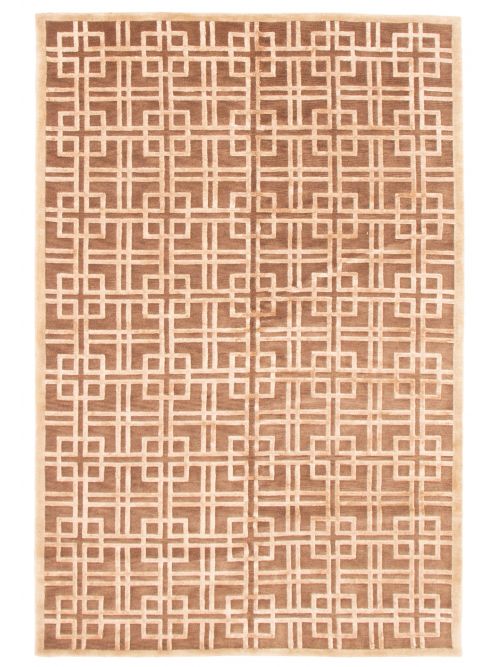 Nepal Silk Touch 5'6" x 8'4" Hand-knotted Silk, Wool Rug 