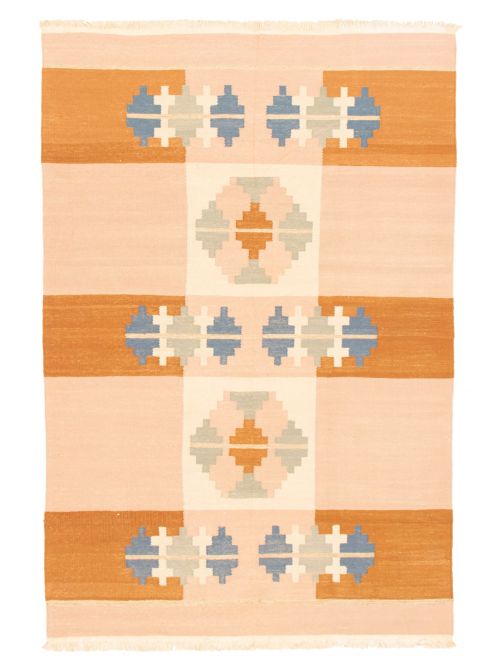 Indian Tribal Gabbeh 6'0" x 9'0" Flat-Weave Wool Kilim 