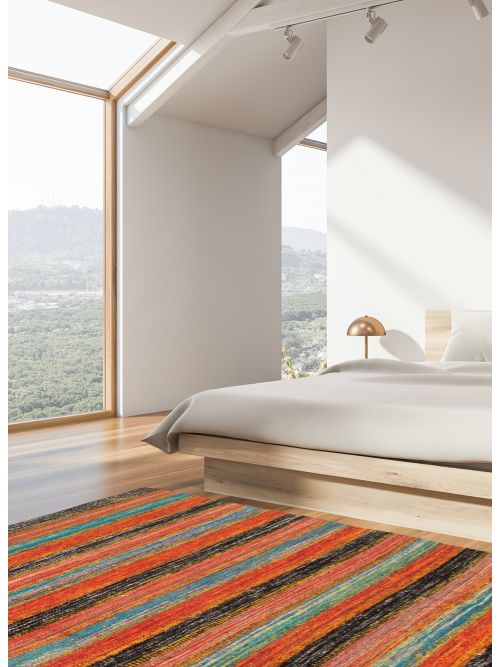 Kilim sari silk 4'6" x 6'6" en soie sari