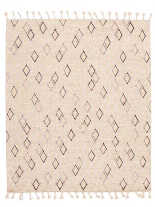 Indian Kalista 7'10" x 9'10" Flat-Weave Silk, Wool Kilim 