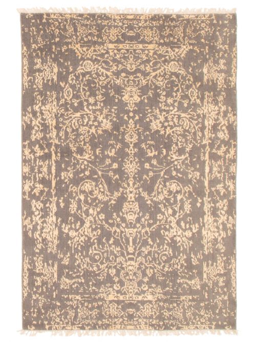 Indian La Seda 4'5" x 6'7" Hand-knotted Silk, Wool Rug 
