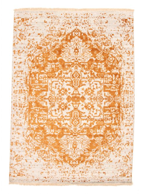 Indian La Seda 6'9" x 9'1" Hand-knotted Silk & Wool Rug 