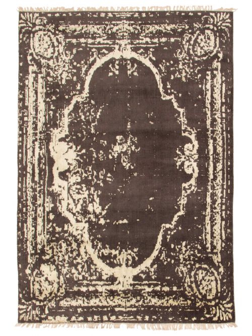 Indian La Seda 6'4" x 9'3" Hand-knotted Silk, Wool Rug 