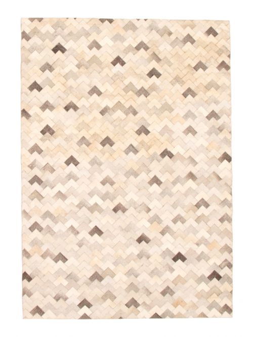 Argentina Cowhide Patchwork 5'3" x 7'6" Handmade Leather Rug 