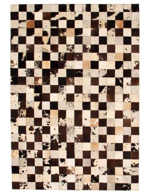 Argentina Cowhide Patchwork 5'4" x 7'7" Handmade Leather Rug 