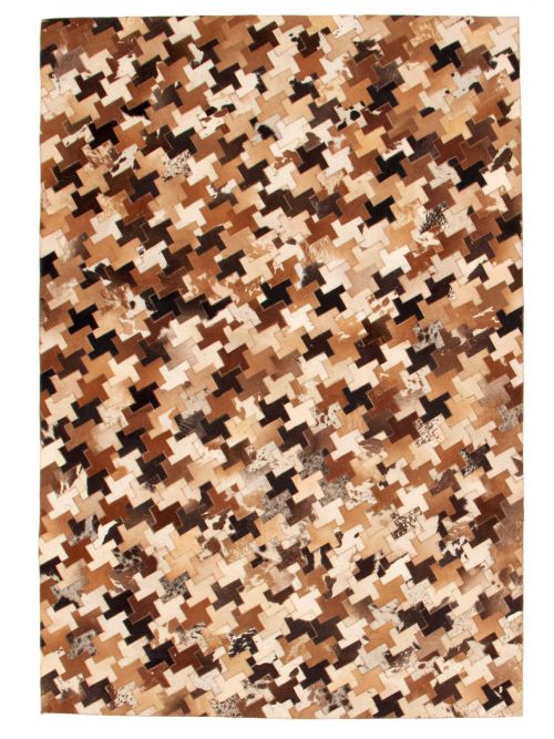 Argentina Cowhide Patchwork 5'3" x 7'7" Handmade Leather Rug 