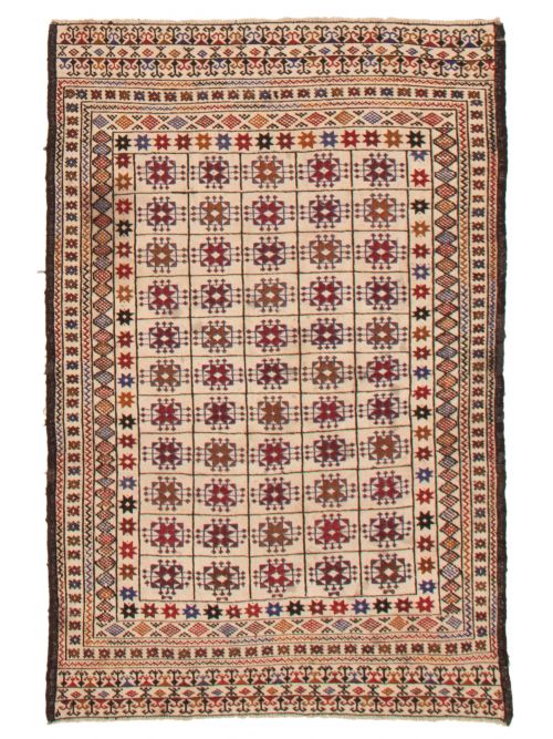 Afghan Shiravan SMK 3'11" x 6'0" Flat-Weave Wool Tapestry Kilim 