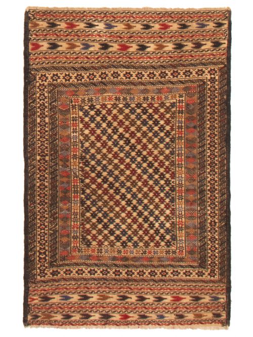 Afghan Shiravan SMK 4'0" x 6'2" Flat-Weave Wool Tapestry Kilim 