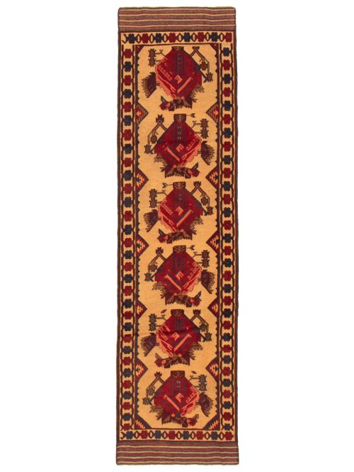Afghan Tajik Caucasian 2'11" x 10'10" Hand-knotted Wool Rug 