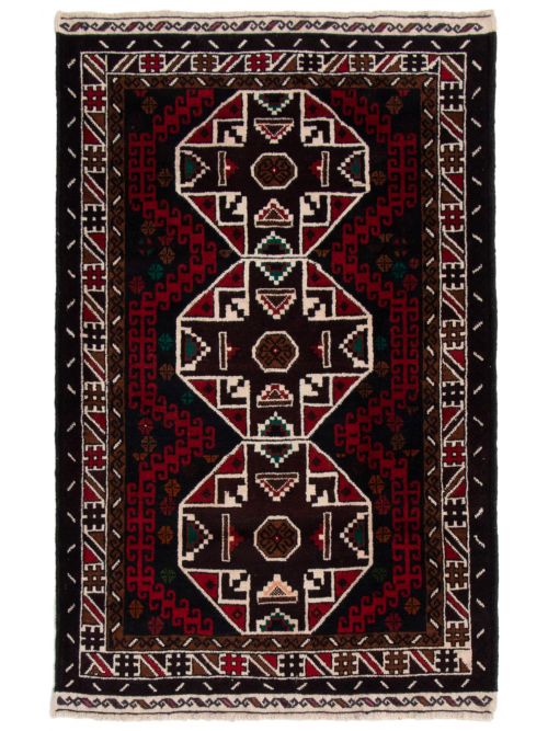 Afghan Baluch 2'11" x 4'7" Hand-knotted Wool Rug 