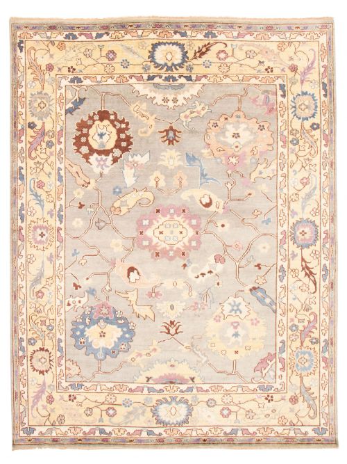 Indian Modern Oushak 9'1" x 11'9" Hand-knotted Wool Rug 