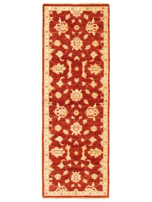 Afghan Chobi Finest 2'8" x 7'8" Hand-knotted Wool Dark Red Rug
